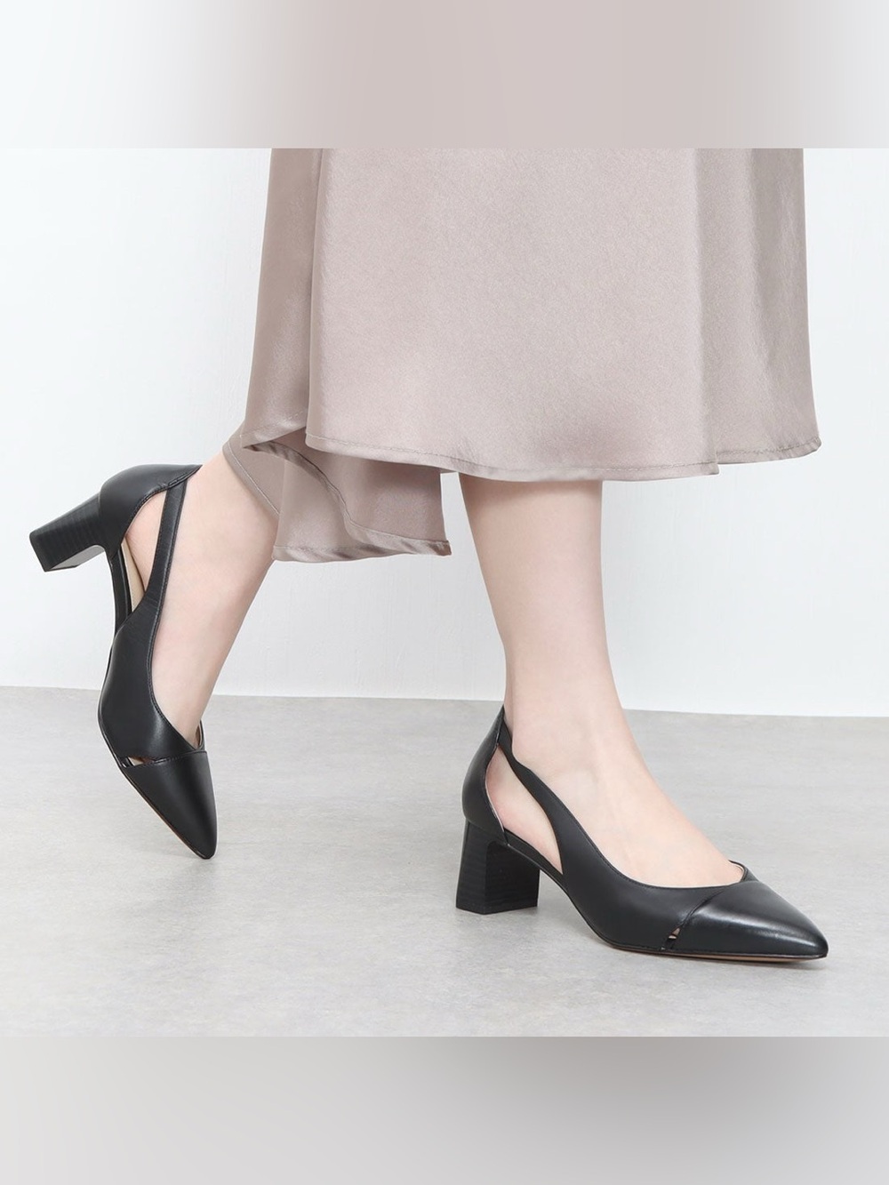 Cole Haan Caia Pump 55mm W25257 Black Leather Block Heel Pointed Toe Size 10B